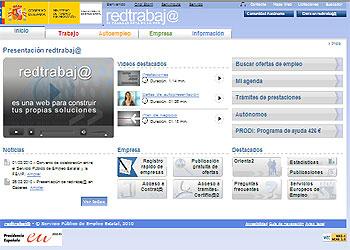 Pantallazo de la web Redtrabaj@