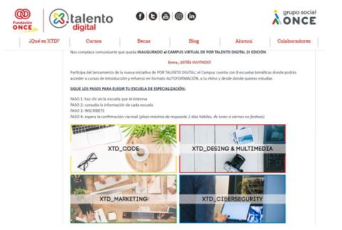 Portal principal de los cursos de Por Talento